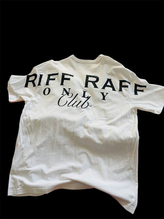 White Oversized organic Riff Raff Only club T-shirt