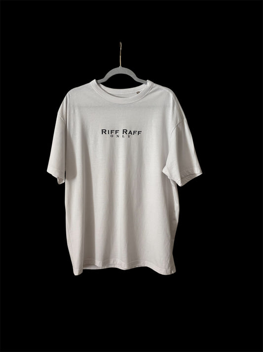 White oversized simply Riff Raff Only T-shirt